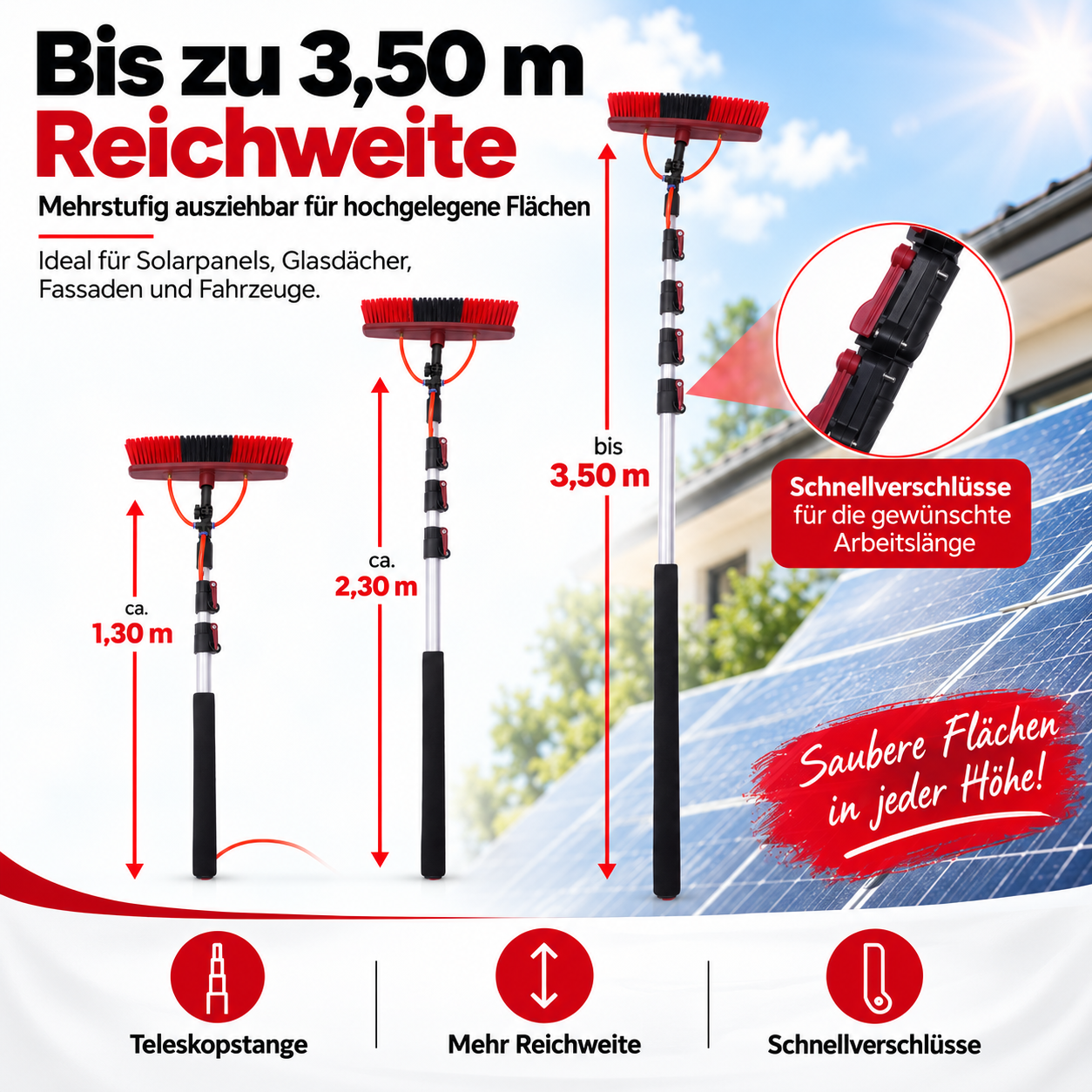 Solarpanelbürste 3,5 Meter