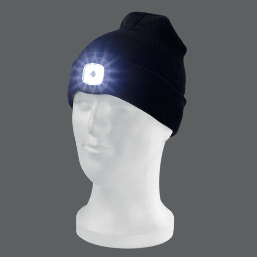 Strickmütze schwarz mit LED-Licht
