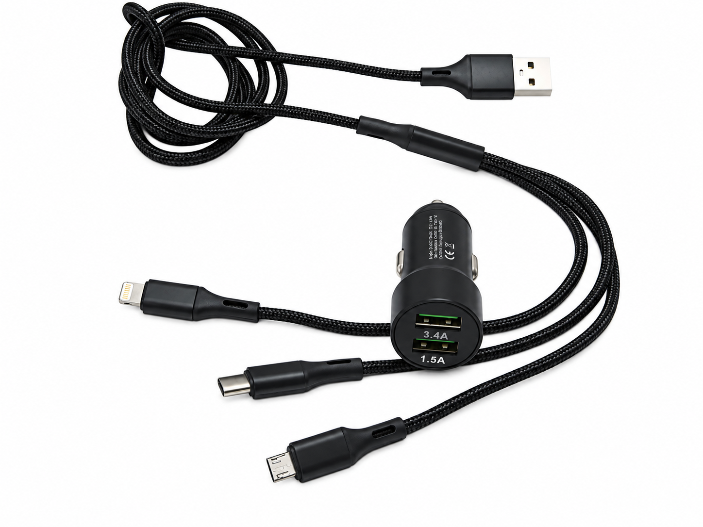 Dual USB Auto Ladegerät 3IN1 12/24V / 1,5A+3,4A